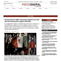 El mercado de M&A mexicano registra un alza del 46% hasta julio, segn TTR Data